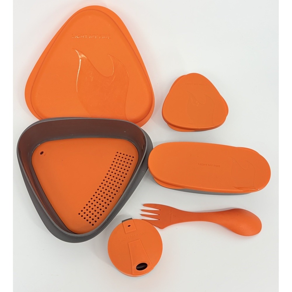 Light My Fire Orange Plastic Camping Meal Mess Kit with Cup and Spork